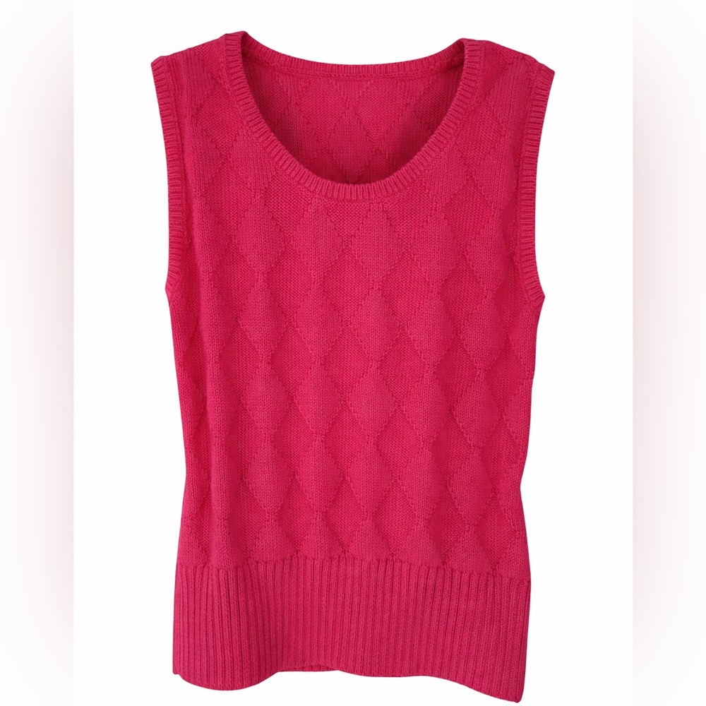 Talbots Vintage 100% Mercerized Cotton Argyle Pink Sweater Vest